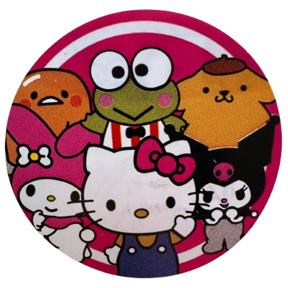Sticker Hello Kitty 6 Diseños 100un 38mm 3