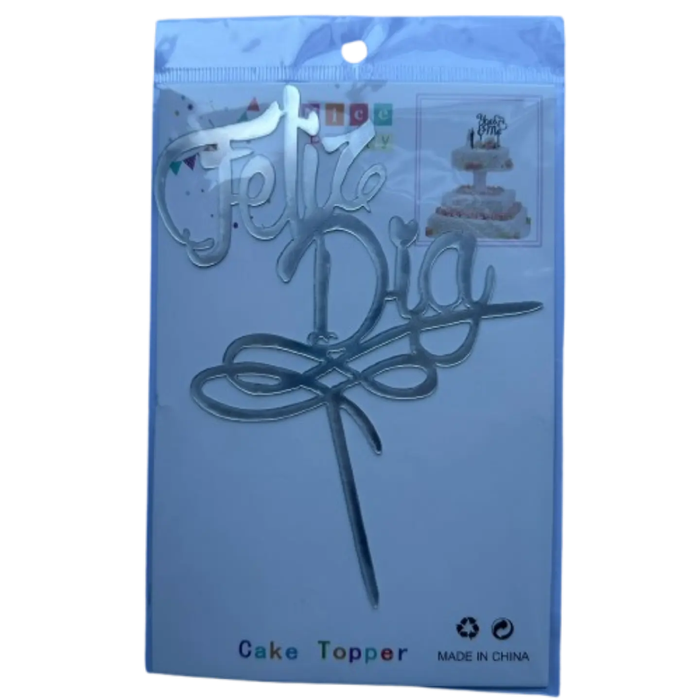 Topper Feliz Dia 1 Plateado 2