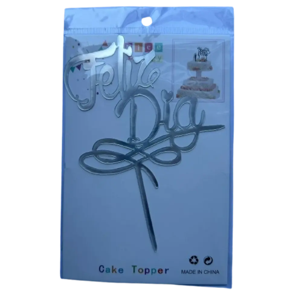Topper Feliz Dia 1 Plateado 2
