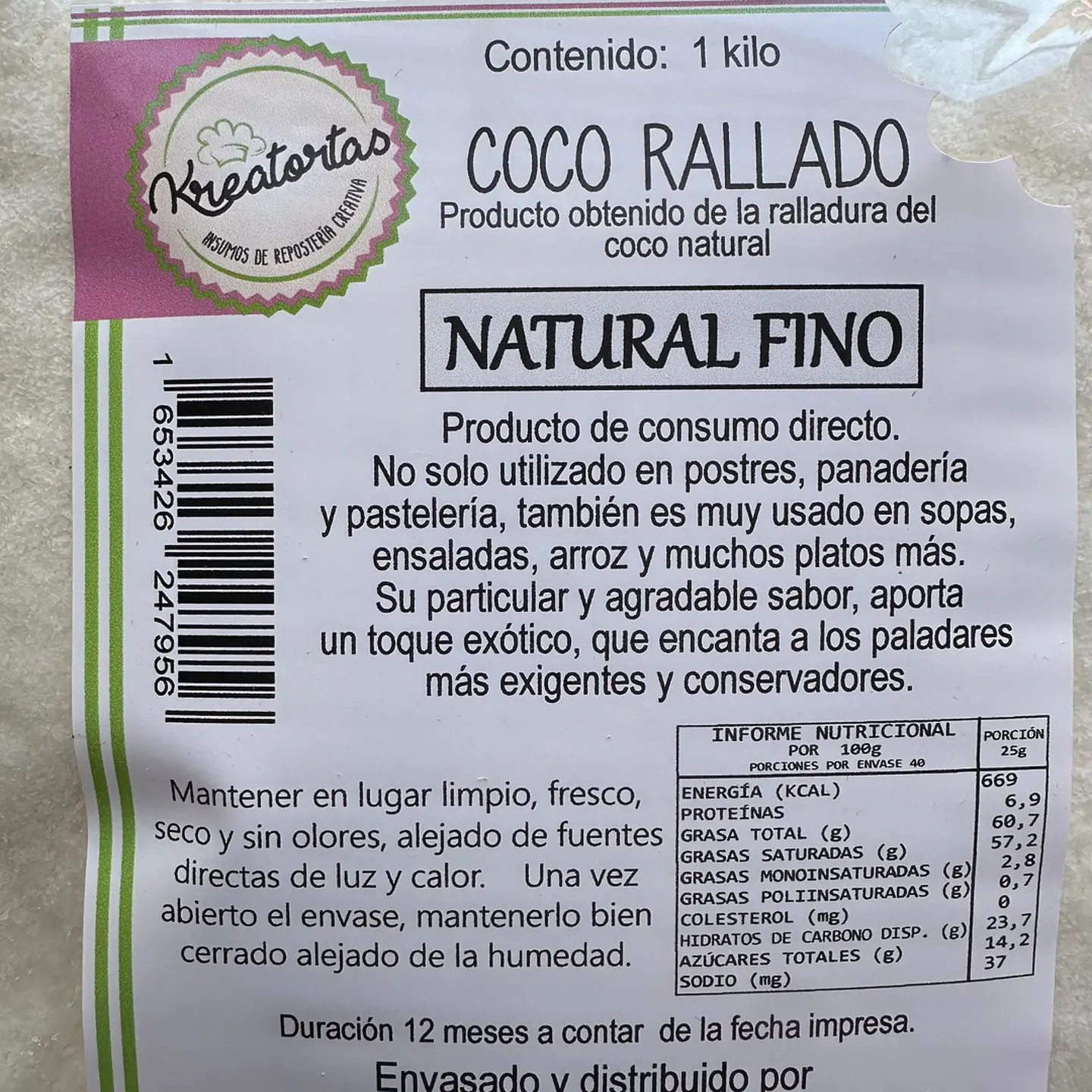 Coco Rallado Kreatortas 1kg 2