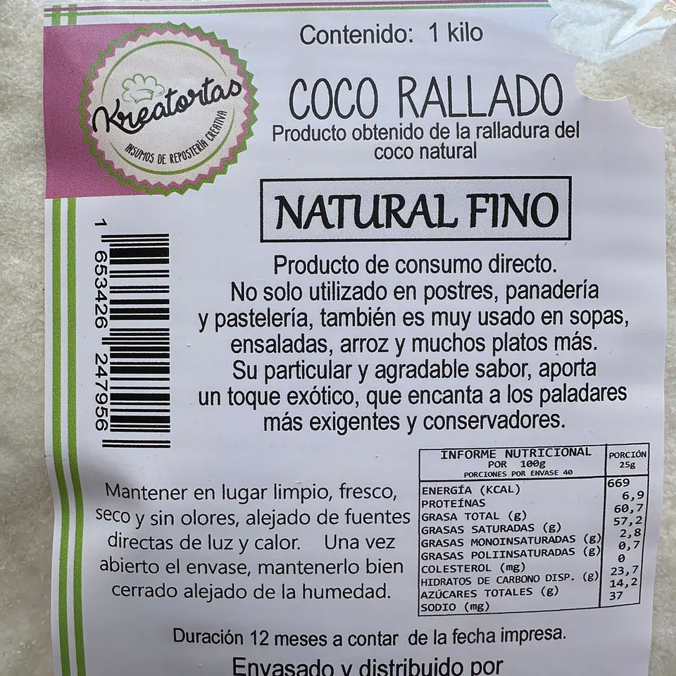 Coco Rallado Kreatortas 1kg 2
