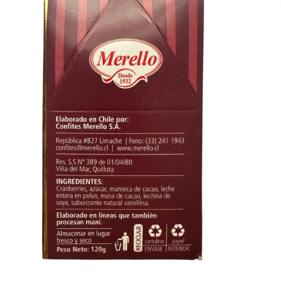 Cranberries Bañados en Chocolate Fino Merello 120g 4