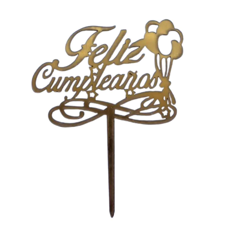 Topper Feliz Cumpleaños 7 Dorado 1