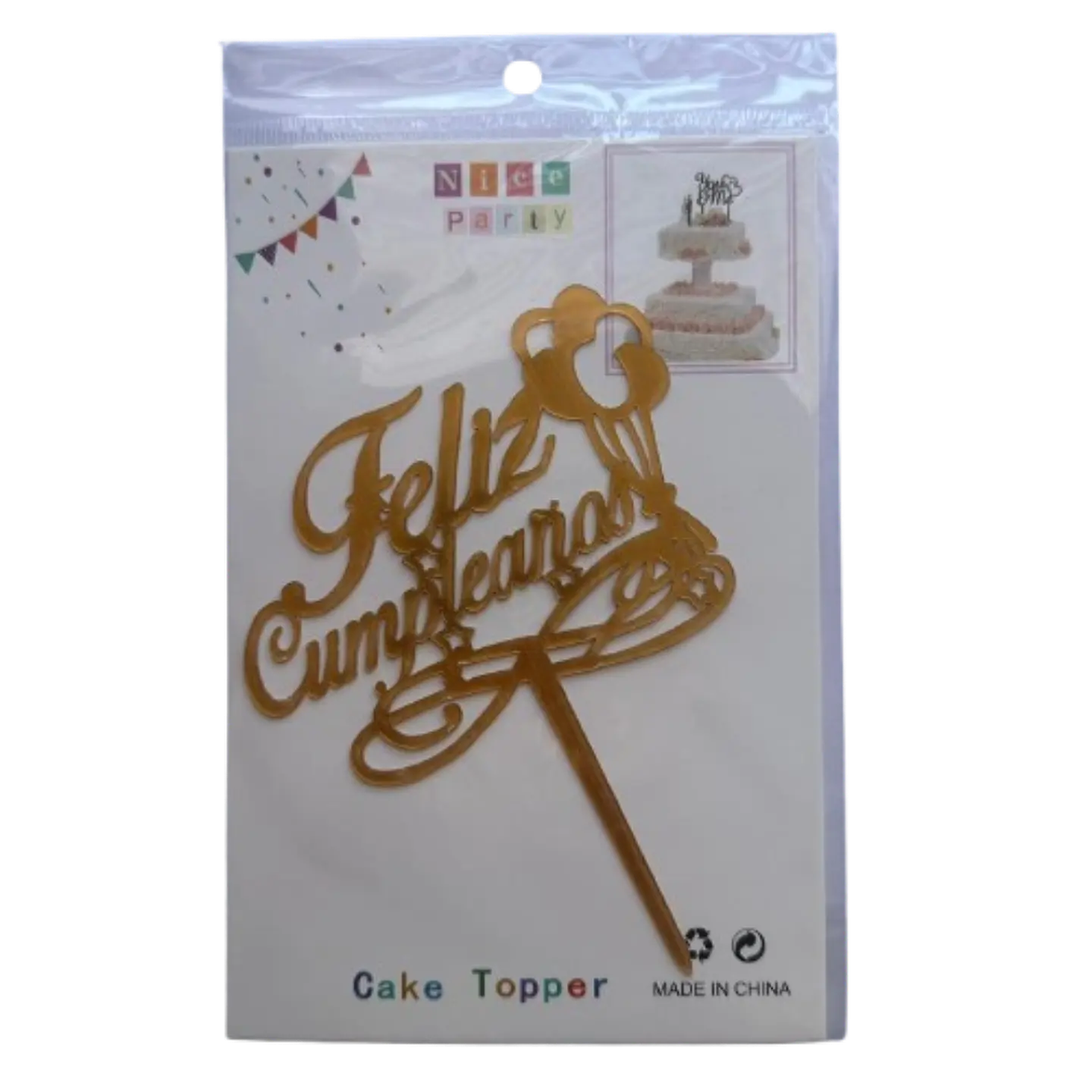Topper Feliz Cumpleaños 7 Dorado 2