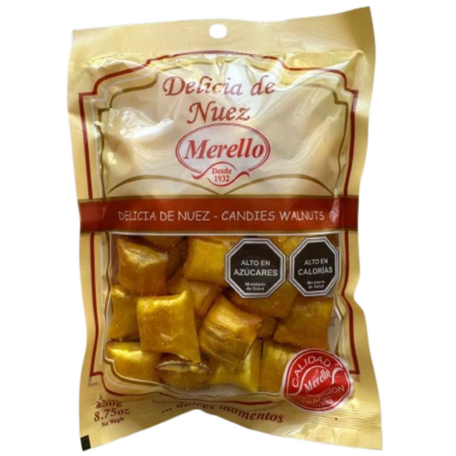 Pack 5 Delicia De Nuez Con Trozos Merello 250g