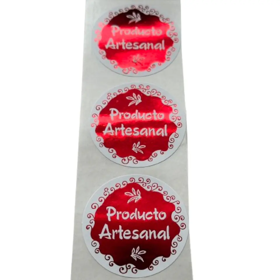 Sticker Producto Artesanal Rojo 100un 38mm 2