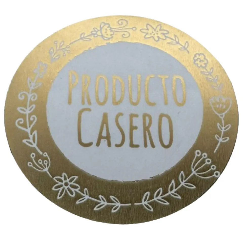 Sticker Producto Casero Dorado 100un 38mm 1