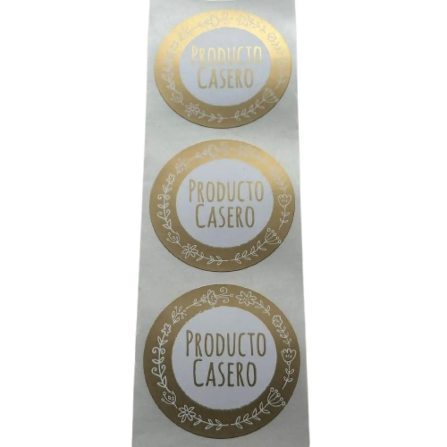 Sticker Producto Casero Dorado 100un 38mm 2