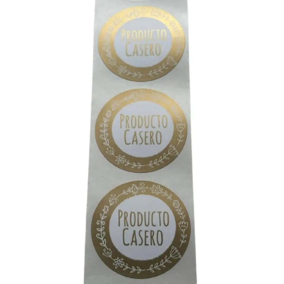 Sticker Producto Casero Dorado 100un 38mm 2