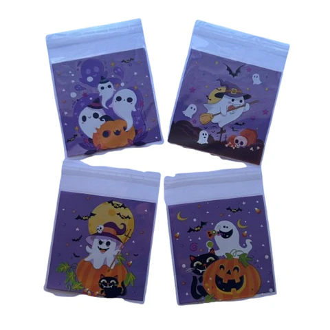 Bolsas Halloween D Celofan Autoadhesivas 100un 10x10+2cm