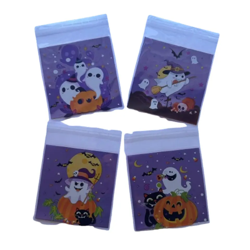 Bolsas Halloween D Celofan Autoadhesivas 100un 10x10+2cm 1