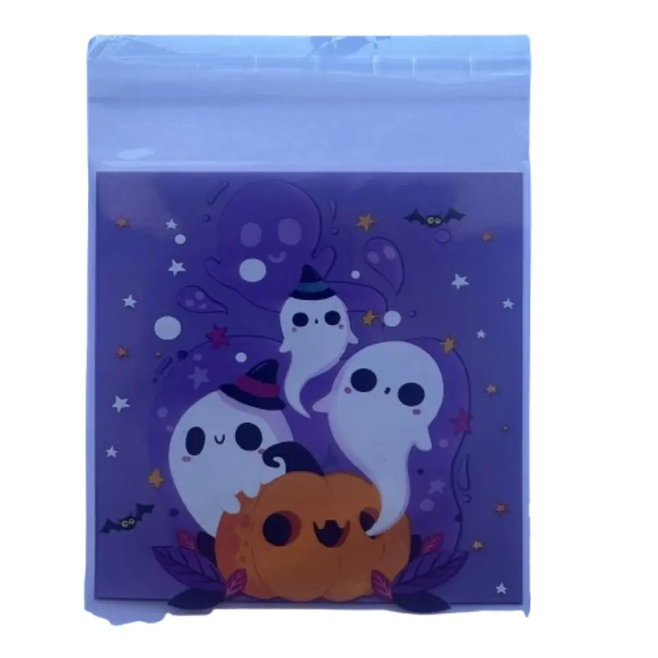 Bolsas Halloween D Celofan Autoadhesivas 100un 10x10+2cm 2