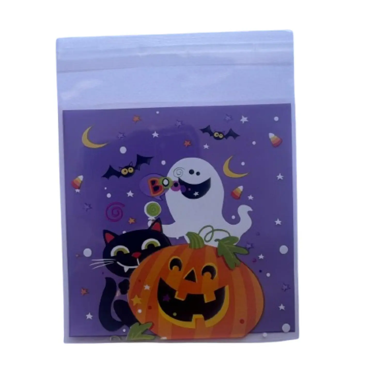 Bolsas Halloween D Celofan Autoadhesivas 100un 10x10+2cm 5