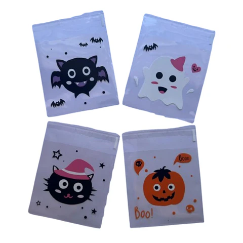 Bolsas Halloween A Celofan Autoadhesivas 100un 10x10+2cm