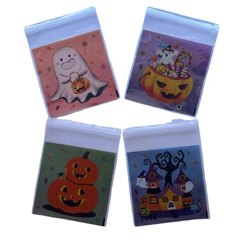 Bolsas Halloween C Celofan Autoadhesivas 100un 10x10+2cm