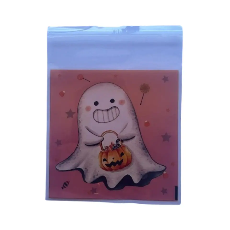 Bolsas Halloween C Celofan Autoadhesivas 100un 10x10+2cm 2