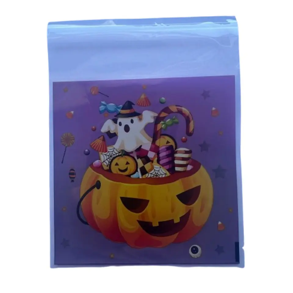 Bolsas Halloween C Celofan Autoadhesivas 100un 10x10+2cm 3