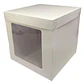 Pack 5 Caja Torta Cubo Ventana Cartulina Blanca 25x25x25cm - Miniatura 1