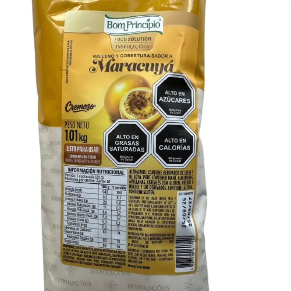 Relleno Cremoso De Maracuya Bom Principio 1kg 2