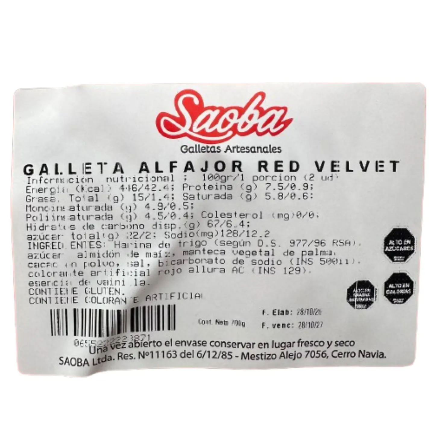 Galletas Tapas De Alfajor Red Velvet Saoba 100un 3