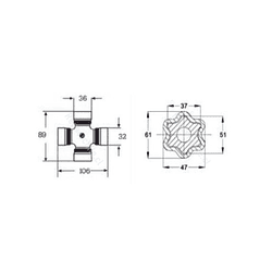 Cardan  b8 lc1800 mm   z6 1 3/8