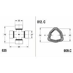 Cardan  B6 LC 1400 mm RED 35mm.  Homocinetico Z6  JACT& (3)