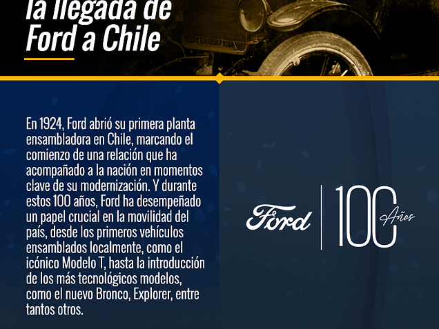 Ford celebra un siglo de presencia en el mercado chileno