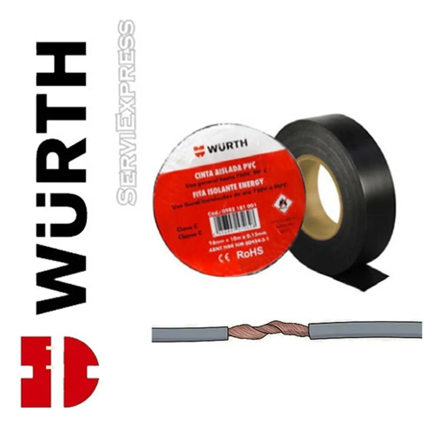 Cinta Aisladora Negra Wurth 19mmx10m 1