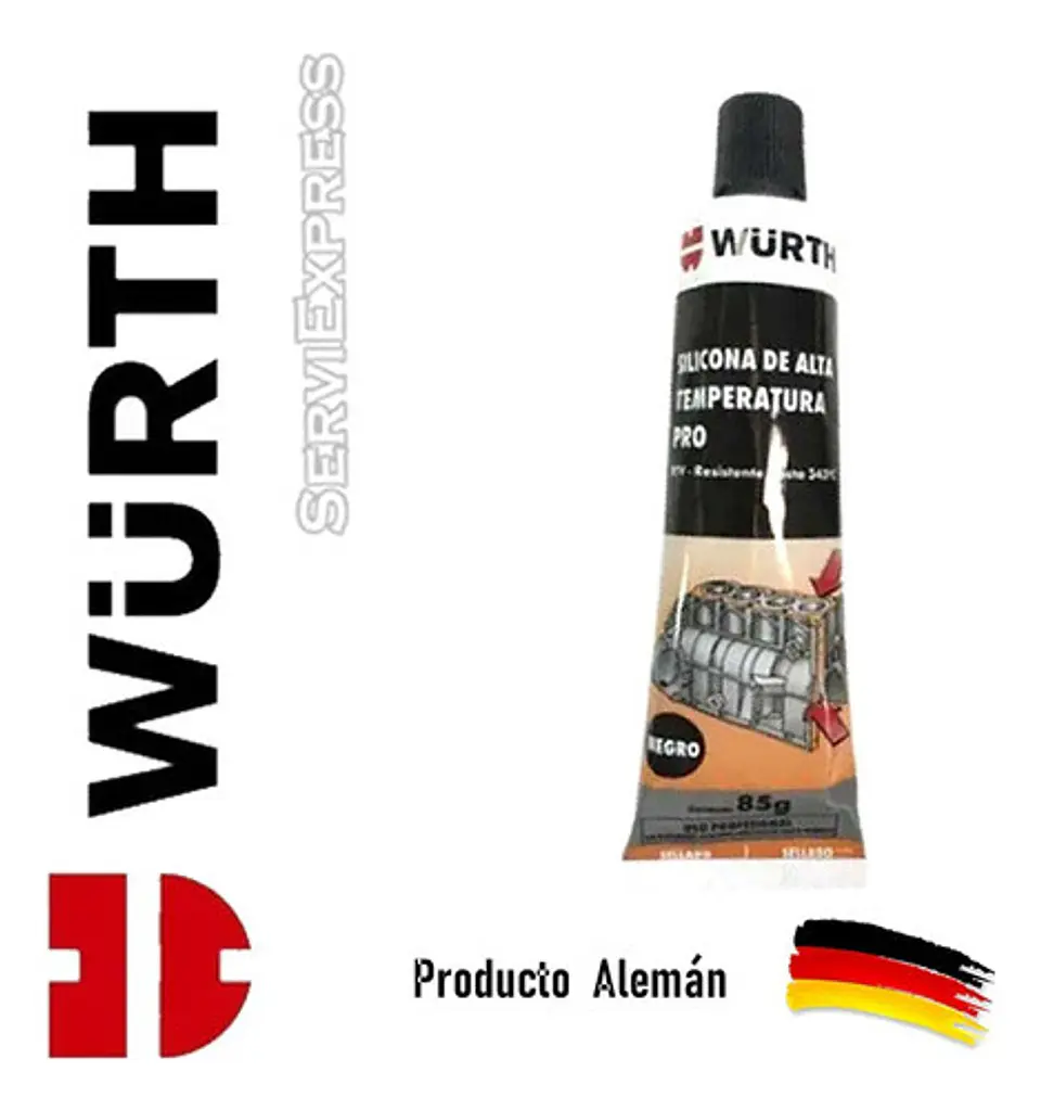 Silicona Wurth Negra De Alta Temperatura Pro  1