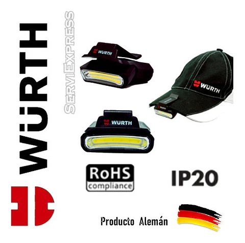 Linterna Frontal Gorra Foco Cabeza Minera 50 Lumens Wurth