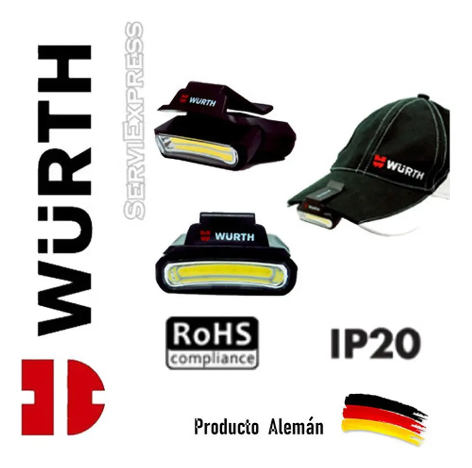 Linterna Frontal Gorra Foco Cabeza Minera 50 Lumens Wurth 1