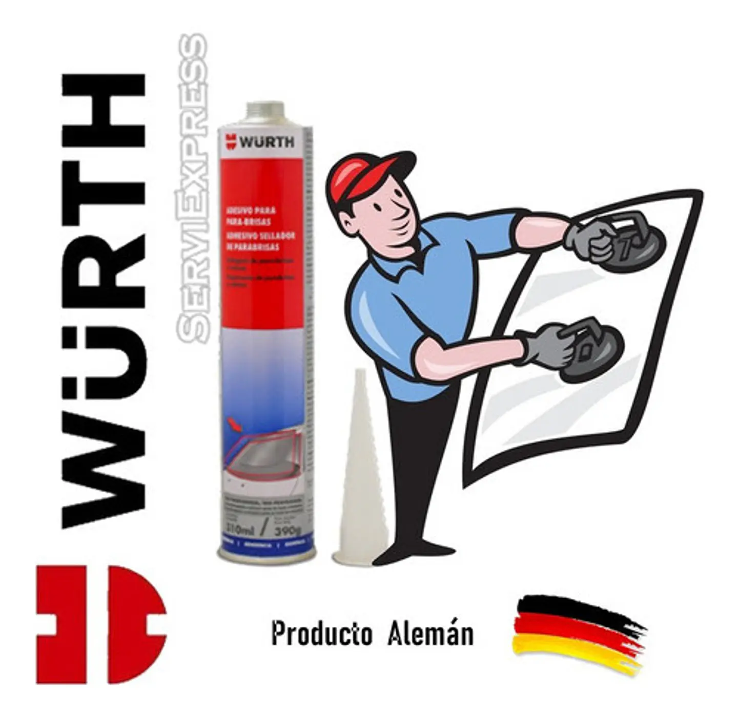 Adhesivo Sellador Parabrisas Poliuretano Wurth 310ml Negro 1