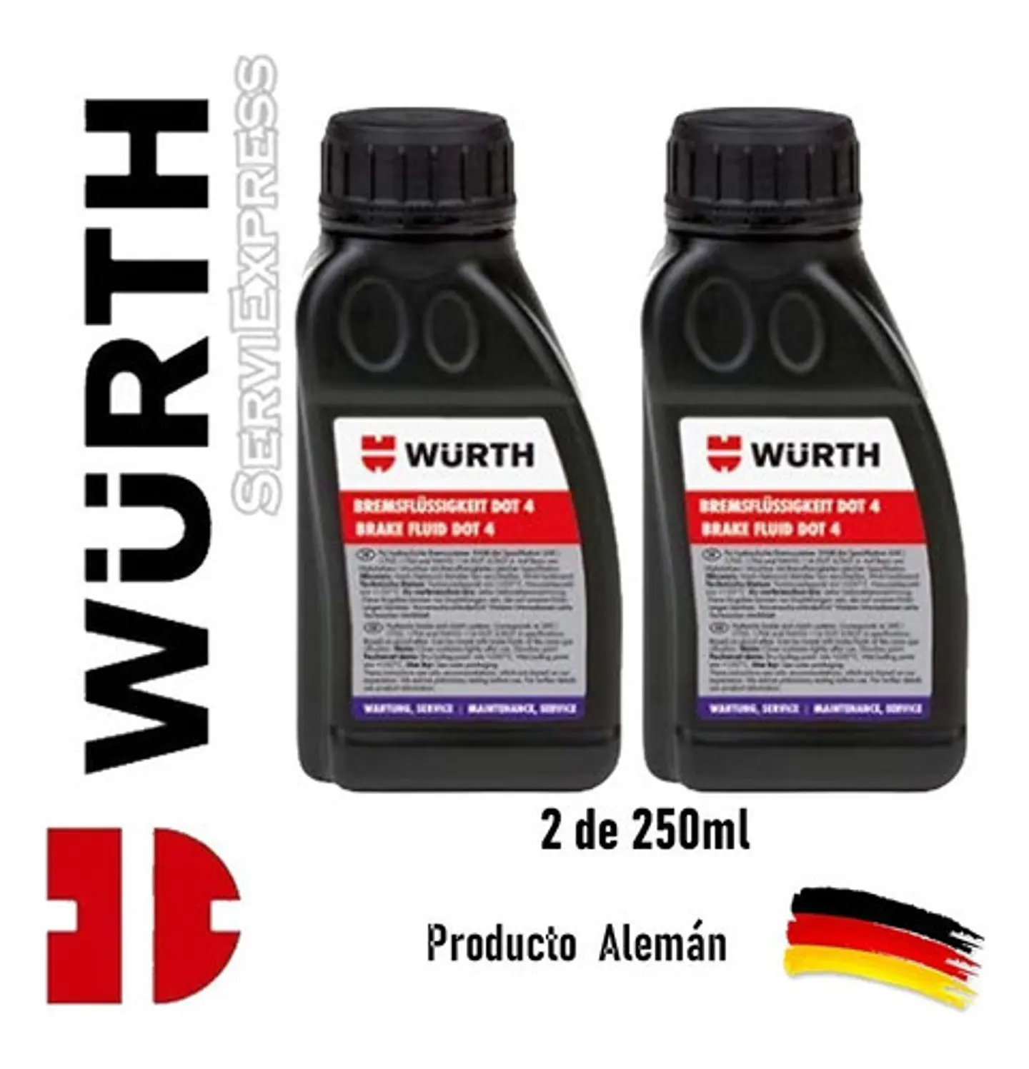 Pack Liquido De Freno Dot4 Wurth 500ml 2