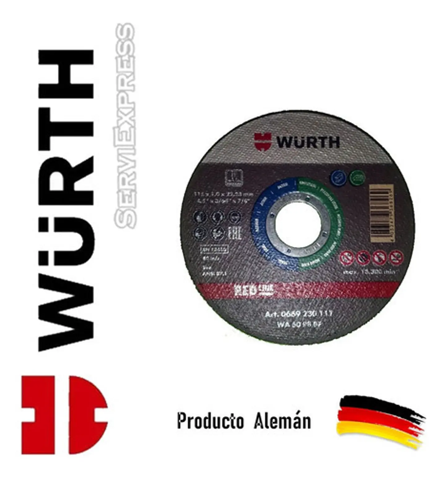 Disco De Corte 4 1/2 Pack 4 Unidades Wurth 1