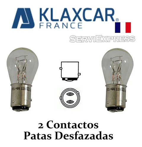 Par De Ampolletas Klaxcar 2 Contactos Patas Desfazadas