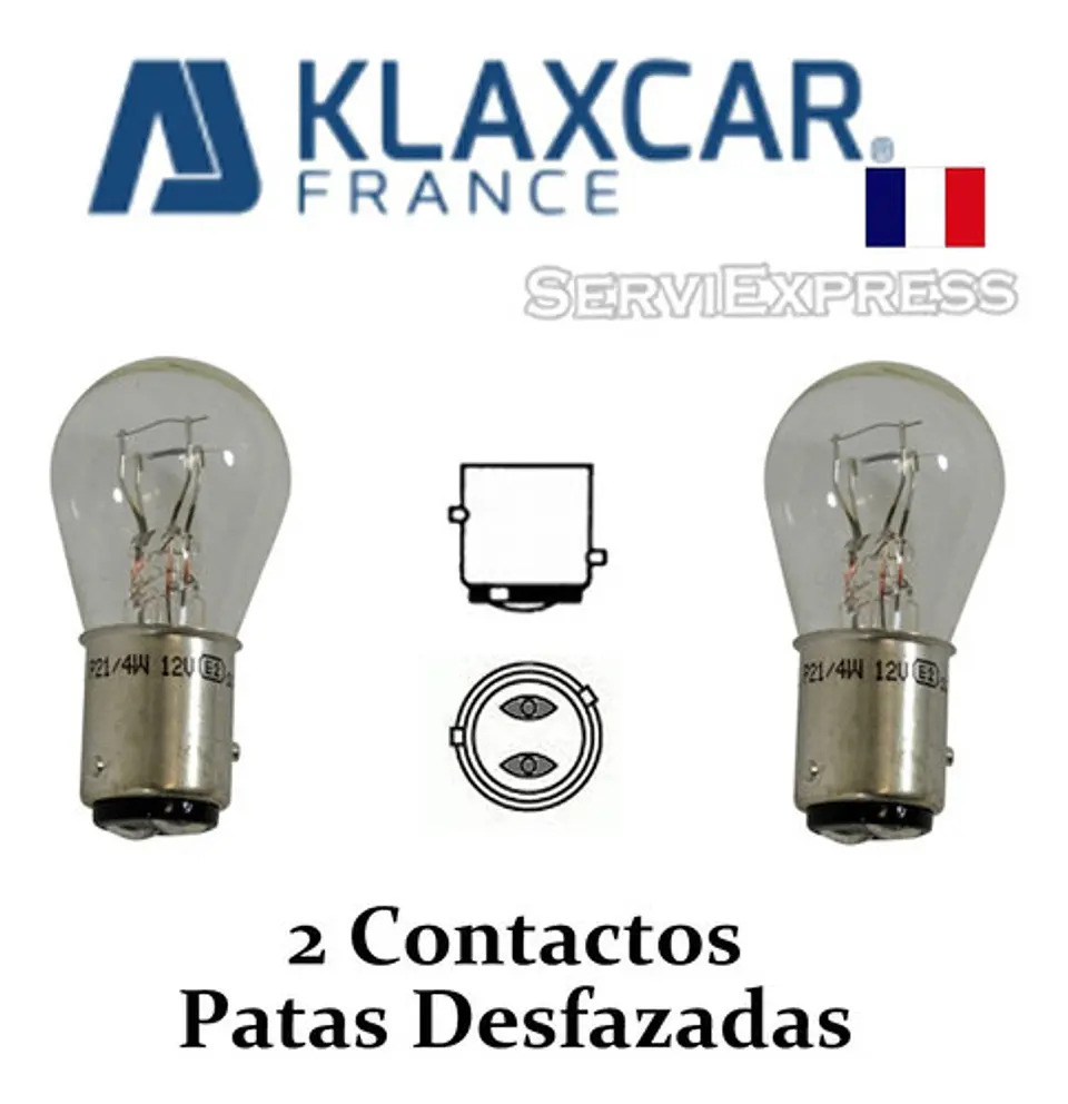 Par De Ampolletas Klaxcar 2 Contactos Patas Desfazadas 1