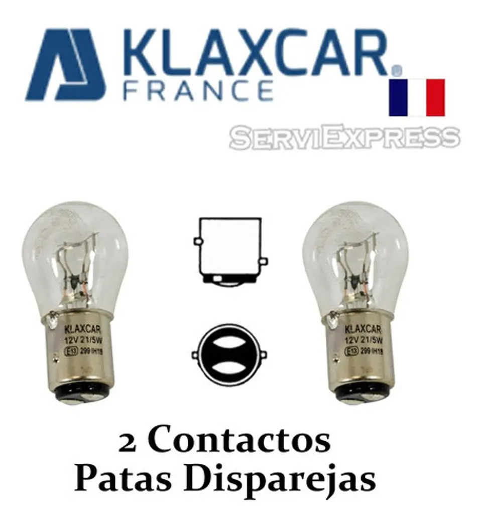 Par De Ampolletas Klaxcar 2 Contactos Patas Disparejas 1