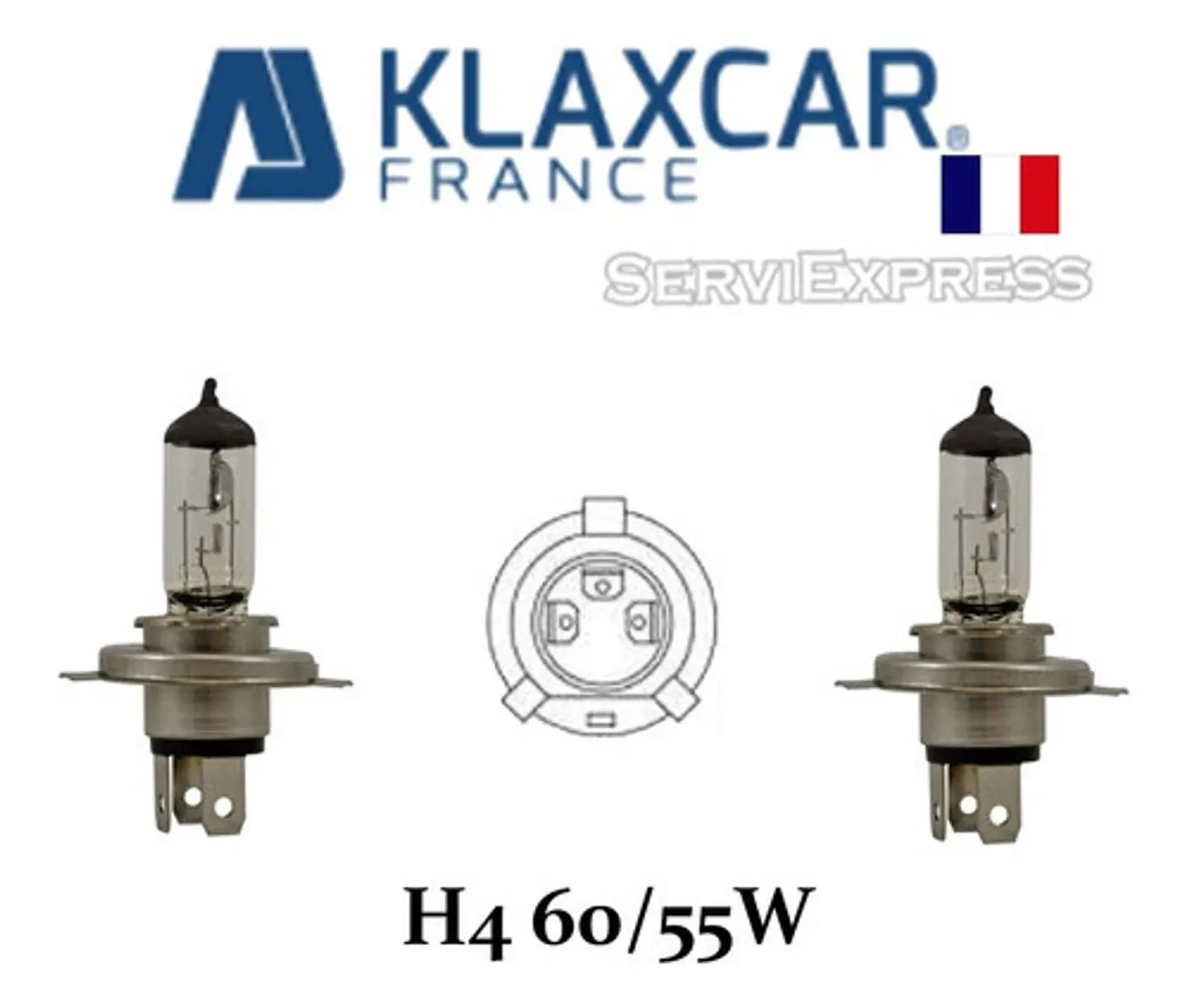 Par De Ampolletas Klaxcar H4 12v 60/55w Halógeno Francesas 1