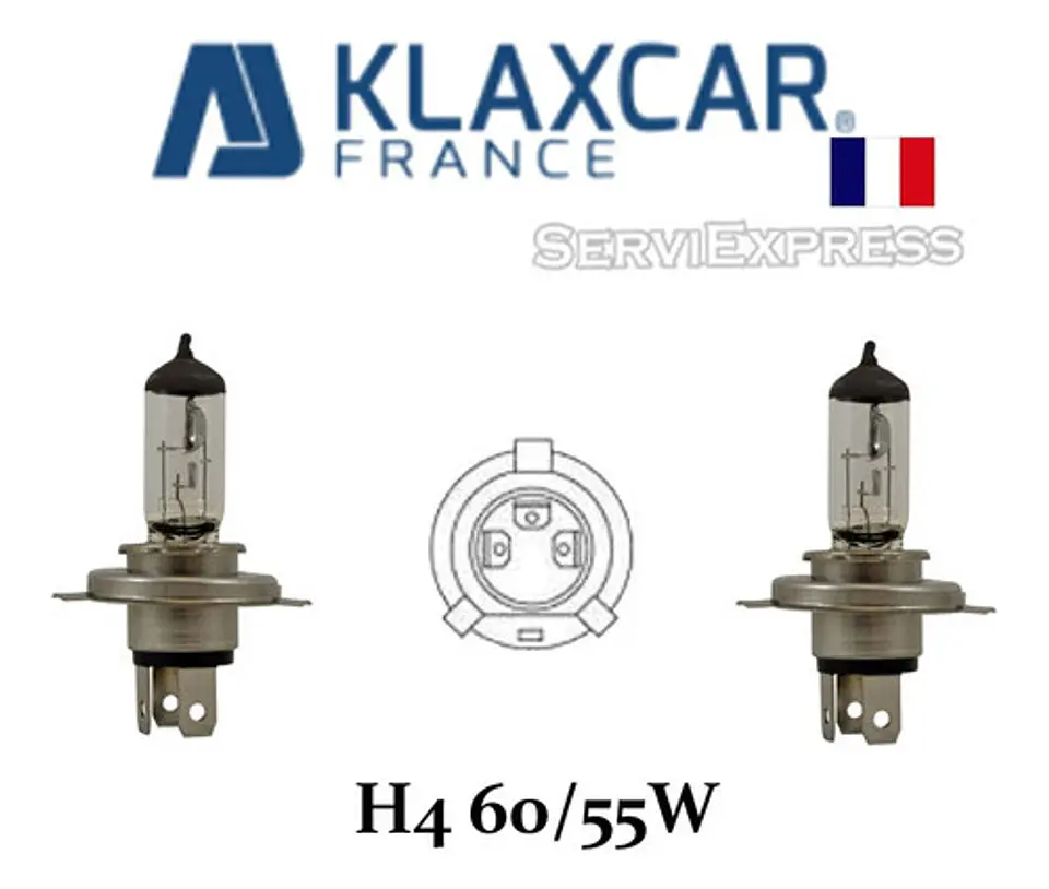 Par De Ampolletas Klaxcar H4 12v 60/55w Halógeno Francesas 1