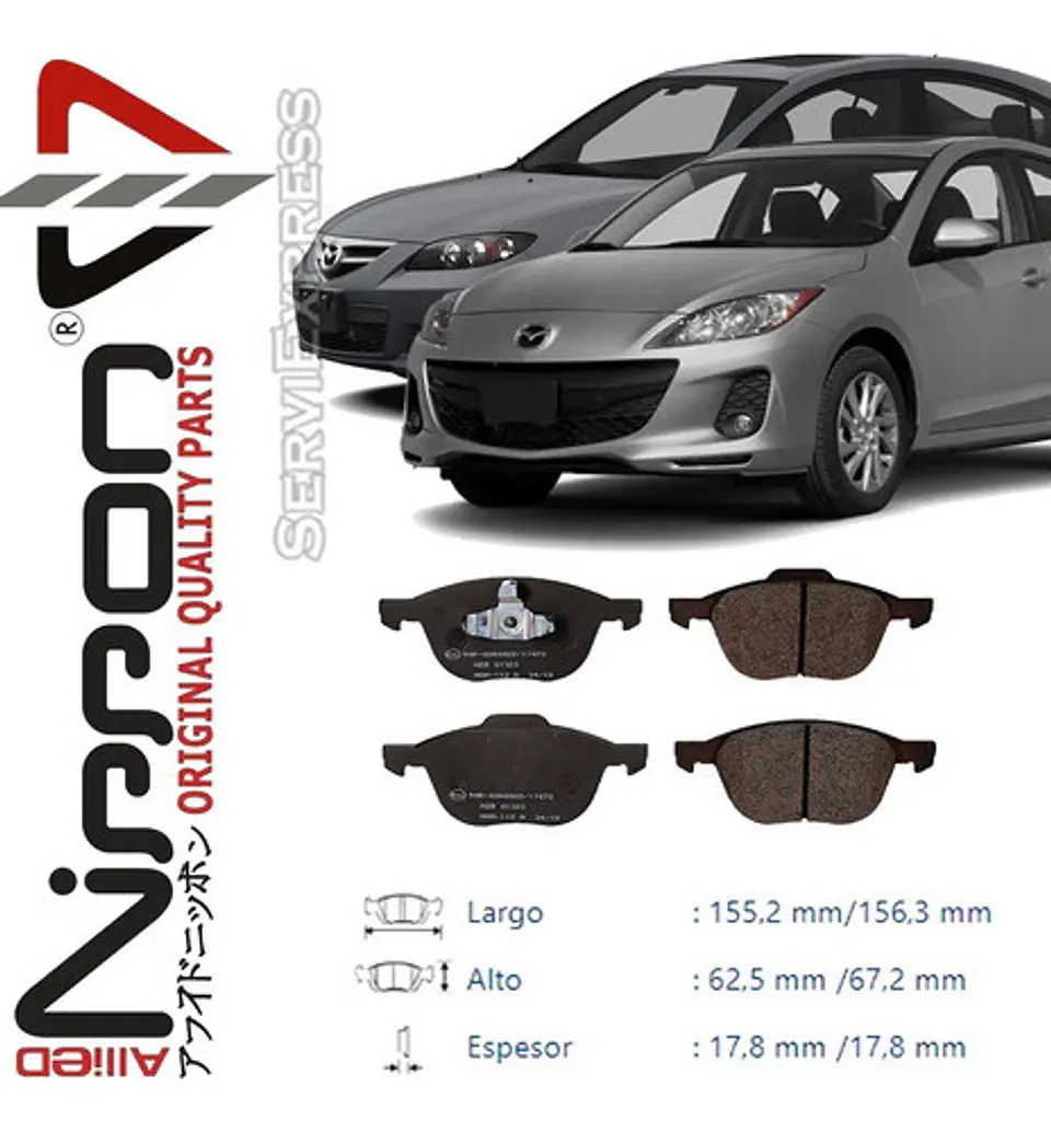 Pastillas De Frenos Japonesas Delanteras Mazda 3 2004 - 2013 1