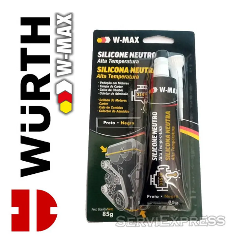 Silicona Negra Alta Temperatura Wurth W-max 1