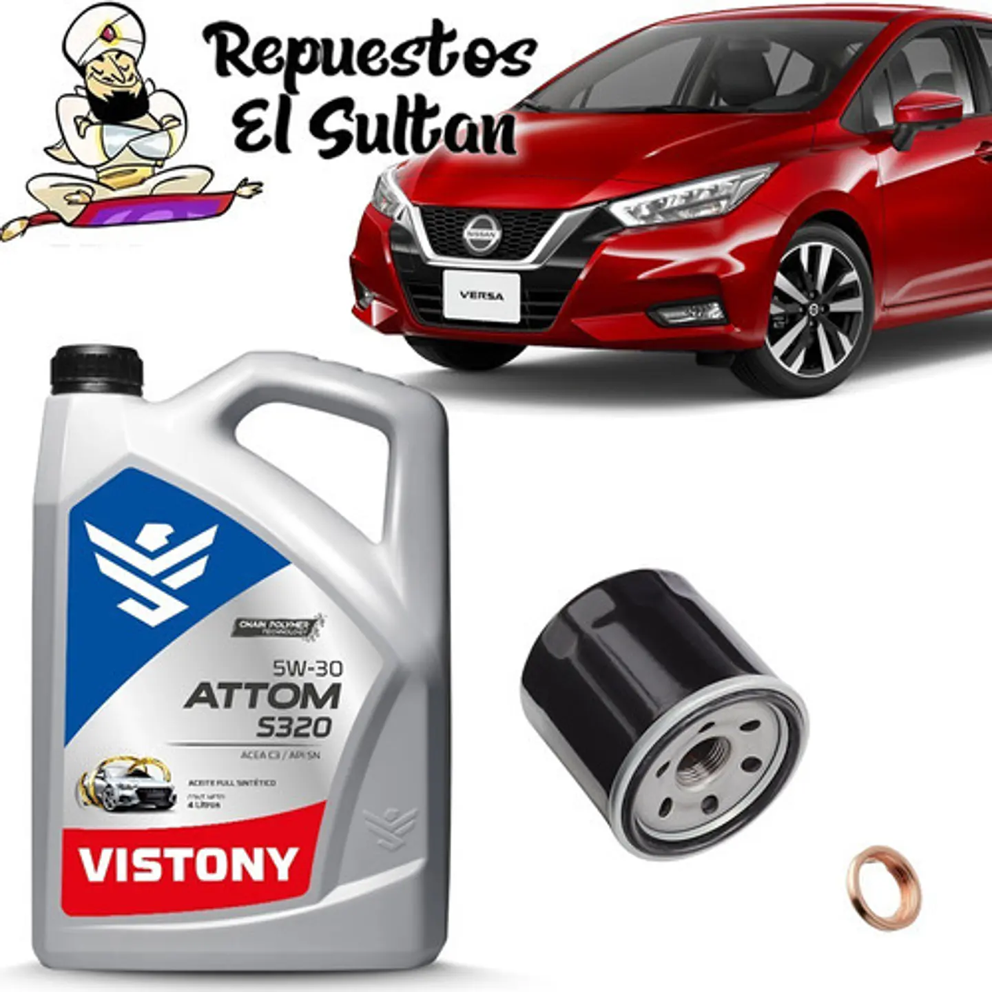 Kit Cambio Aceite Nissan New Versa 5lts 5w30 Filtro Golilla 1