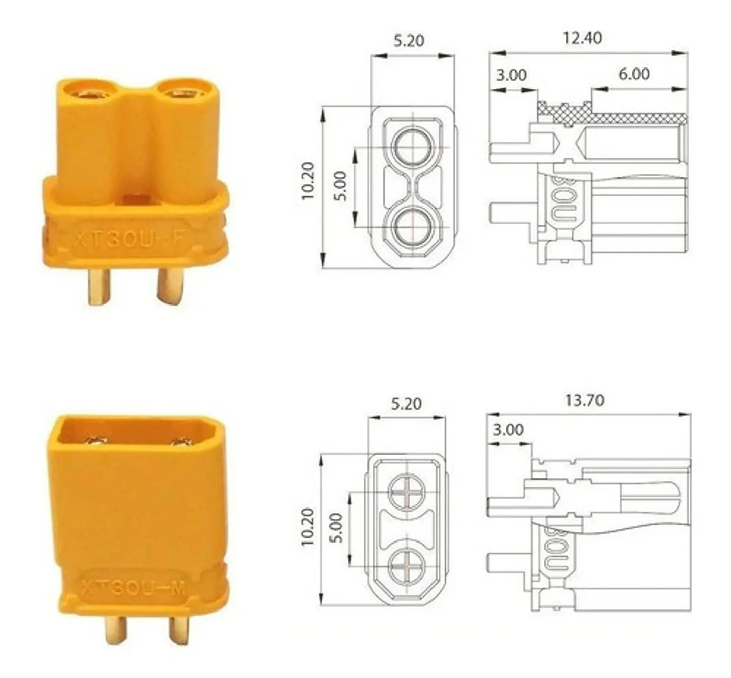 Xt30 Conector Pack Hembra Macho , Arduino, Drones, Raspberry 1