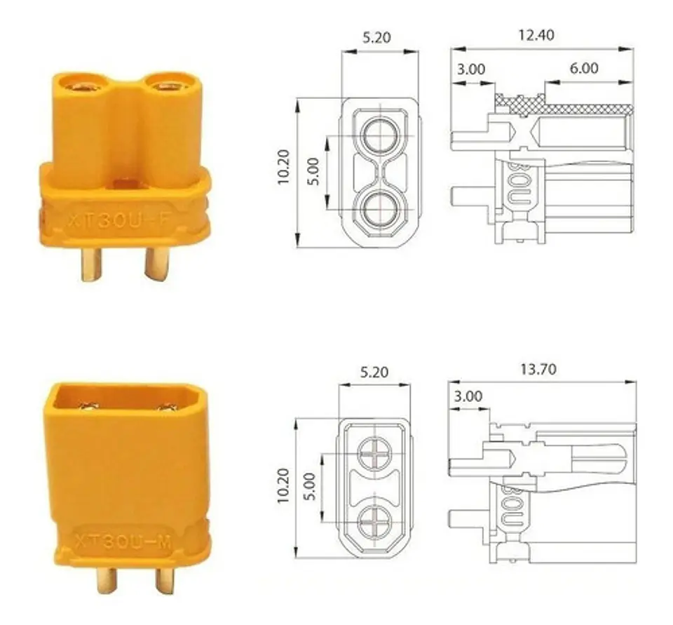 Xt30 Conector Pack Hembra Macho , Arduino, Drones, Raspberry 1