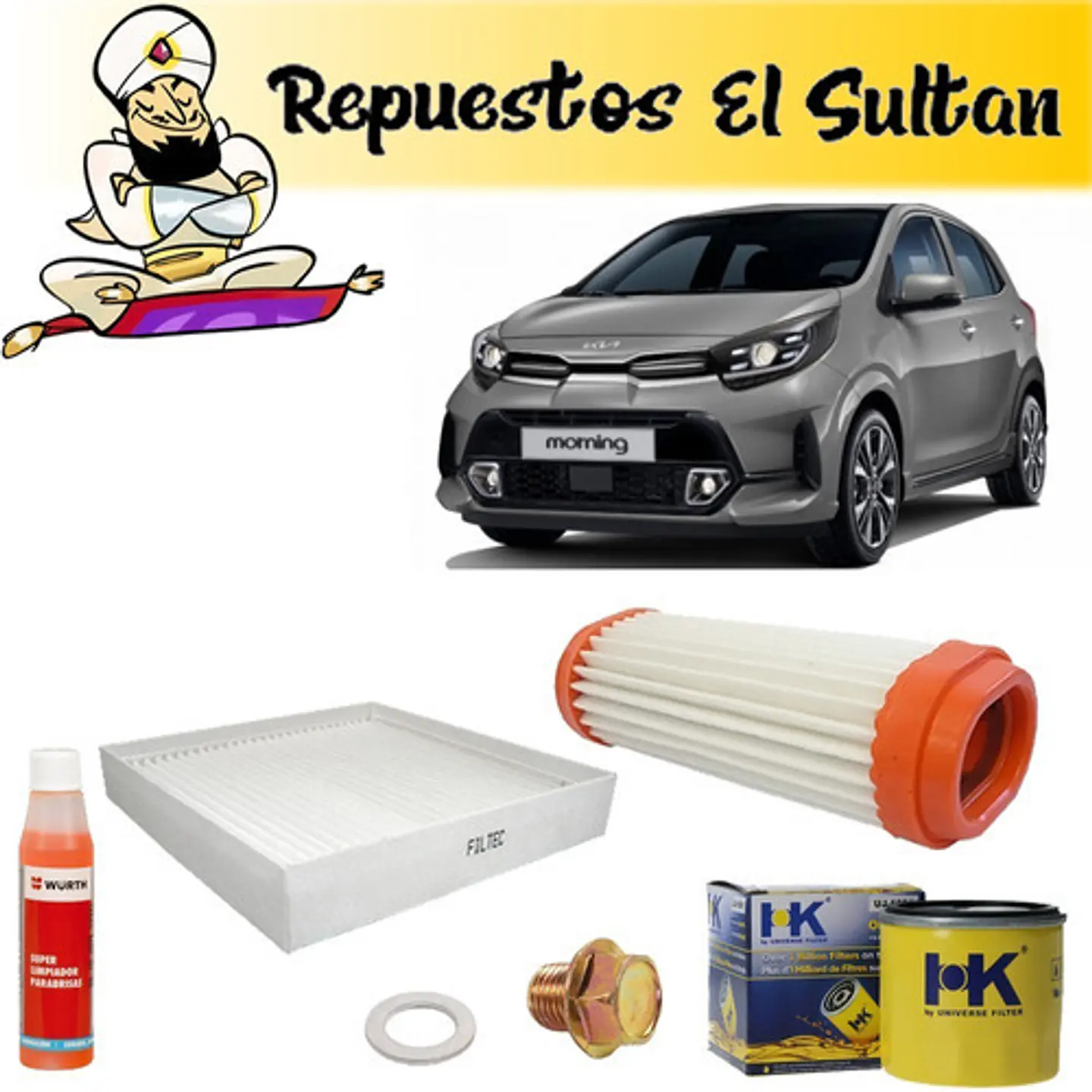 Kit De Mantencion Filtros Tapon,etc. Kia Morning 1.2 2017-22 1