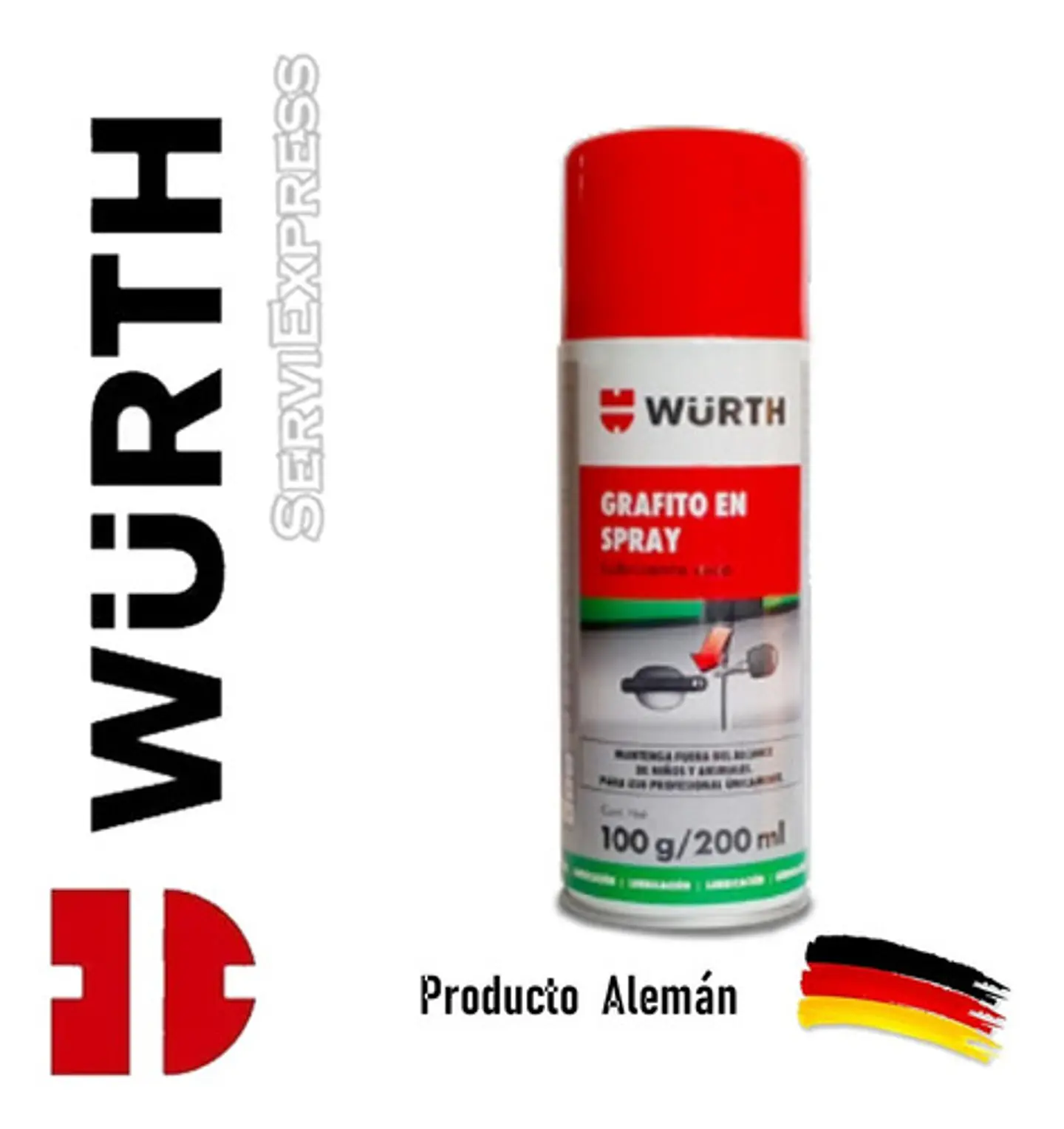 Lubricante De Grafito Wurth  Rieles Llaves Candados Cadenas 1