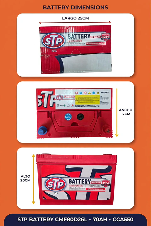 BATERIA DE 70AH CCA550 STP POSITIVO DERECHO 