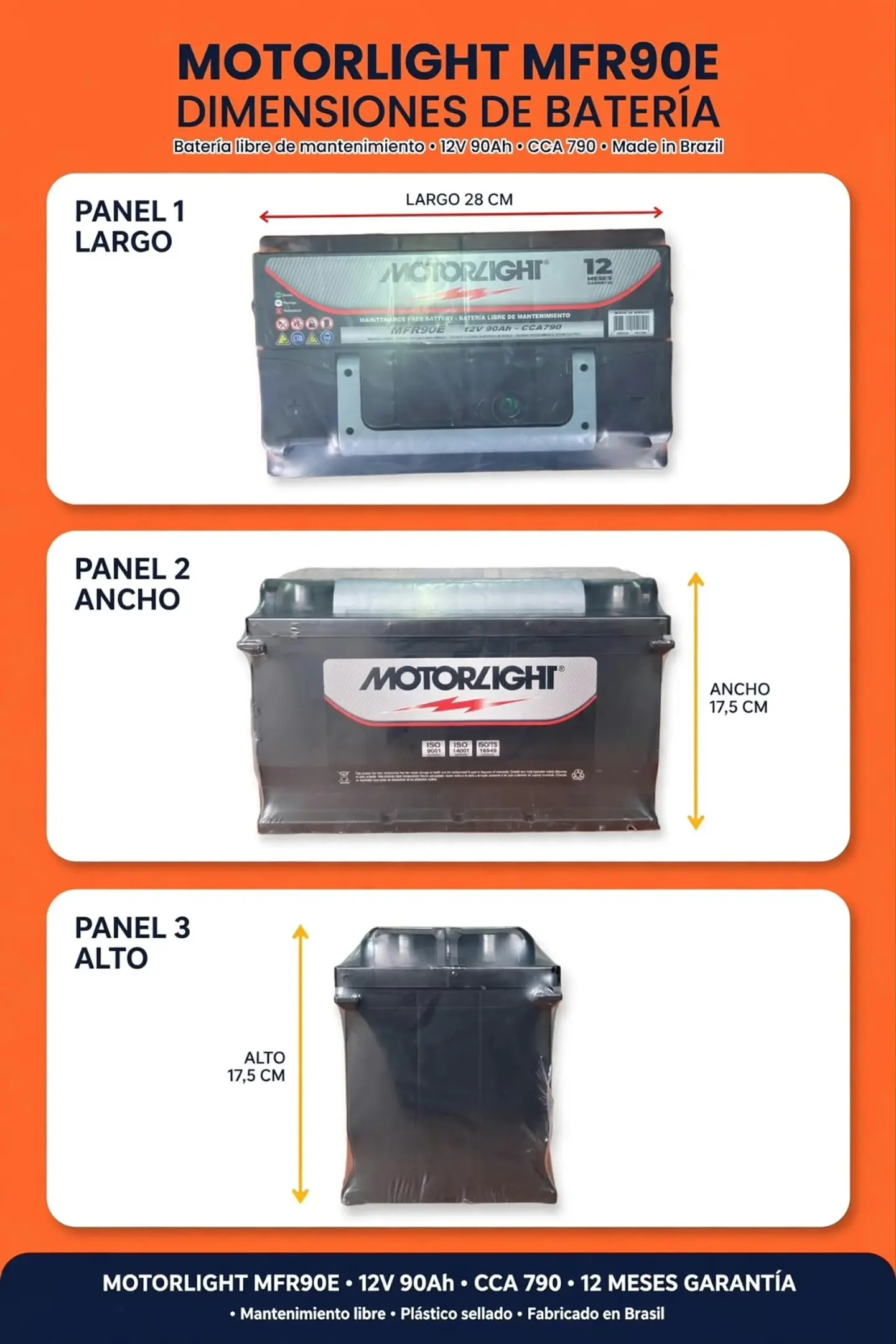 BATERIA DE 90AH 790CCA MOTORLIGHT POSITIVO A LA IZQUIERDA 1
