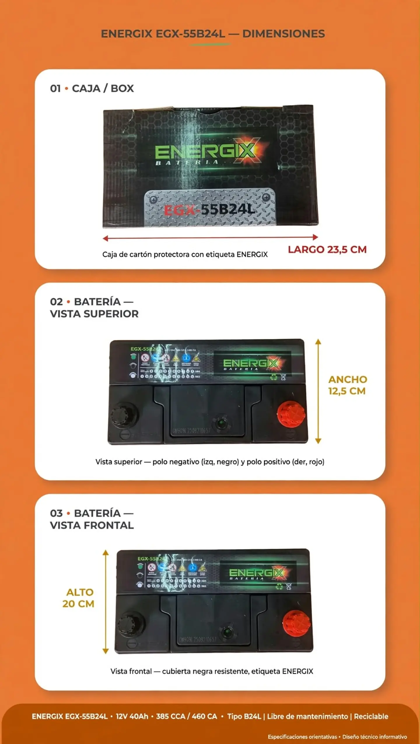 BATERIA DE 45AH 385CCA ENERGIX POSITIVO A LA DERECHA  1