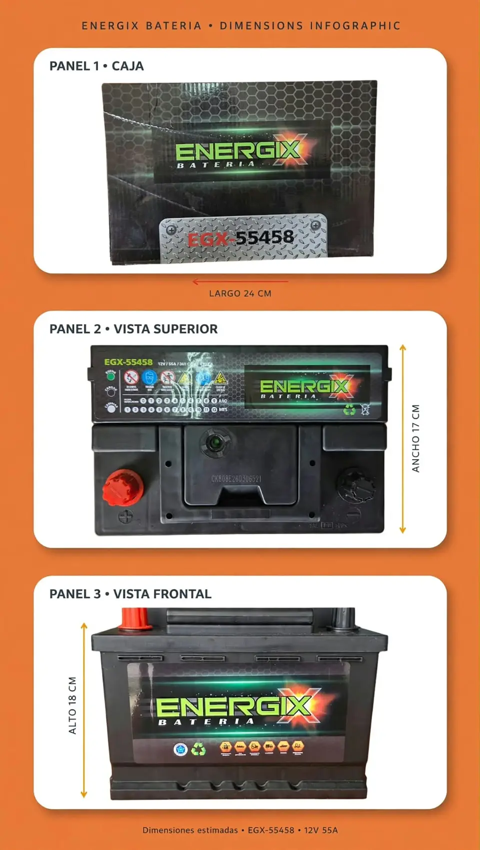 BATERIA DE 55AH 340CCA ENERGIX POSITIVO A LA IZQUIERDA 1